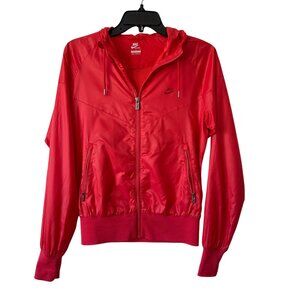Nike Sportswear Womens Red Hooded Windrunner Jacket Size M